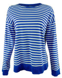 LAUREN RALPH LAUREN Women's Striped Buttoned-Sleeve Sweater-BLU-XL