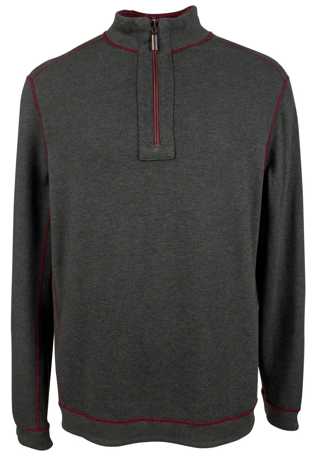 Tommy Bahama Men's Big & Tall Flipshore Half Zip Sweatshirt Black Cherry Heather 4XLT