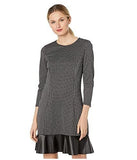 Michael Kors Women's Check Print Faux Leather Trim Min Dress B/W XL