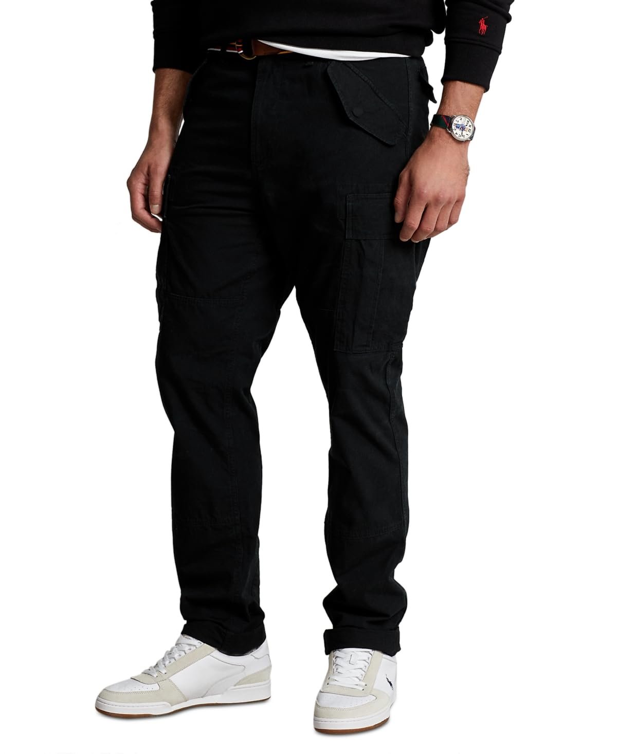 POLO RALPH LAUREN Men's Big & Tall Slub Canvas Classic Fit Cargo Blk 44Bx30