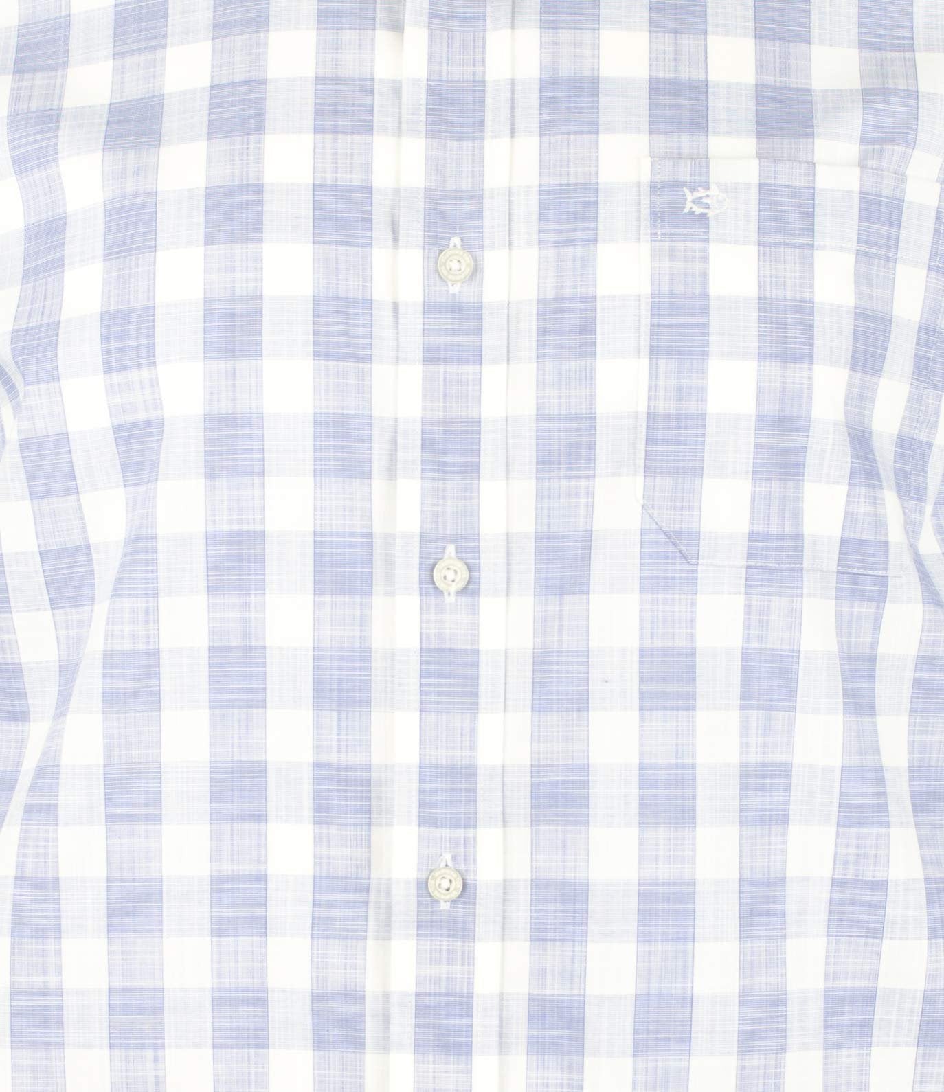 Southern Tide Men's Proclamation Buffalo Check Short Sleeve Shirt Surf Blue Small