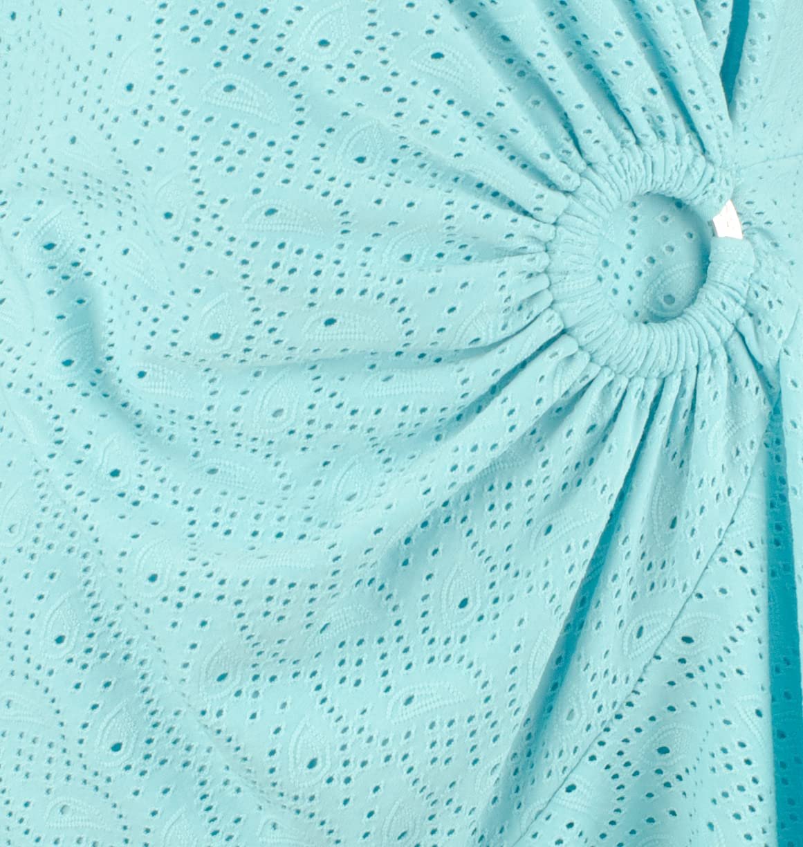 Women's Plus Size Paisley Short Flutter Dress 3X Turquoise