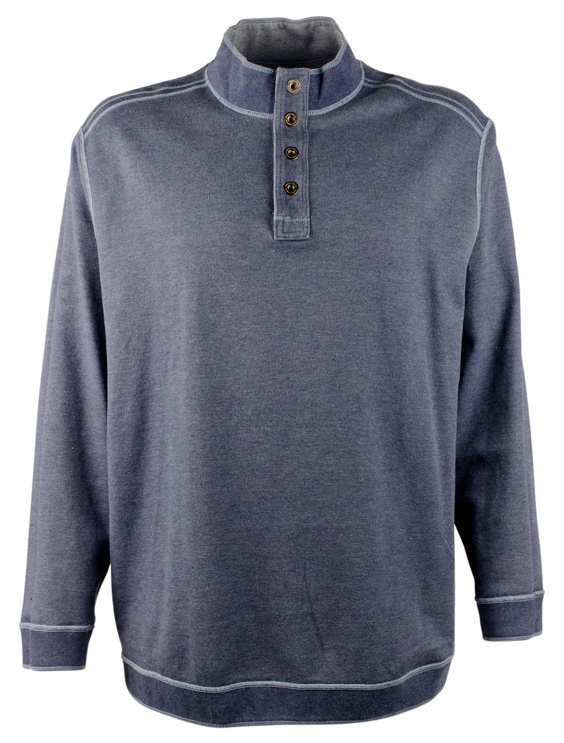 Tommy Bahama Men's Big & Tall Flipfield Snap Mock Reversible Pullover Sweatshirt RHthr 3XLB