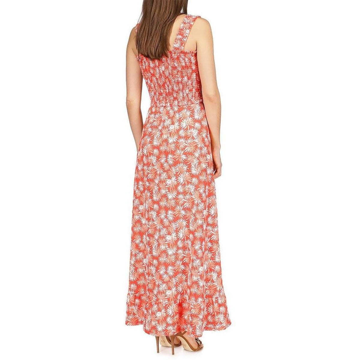 Michael Kors Women's Smocked Strap Sleeveless Maxi Dress