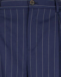 Ralph Lauren Women's Pleated Pinstripe Twill Straight Pants 4 French Navy
