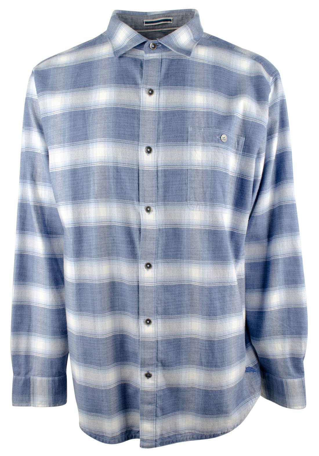 Tommy Bahama Canyon Beach Flannel Men's Long Sleeve Big & Tall Shirt (Lakewater Blue, 3XB)