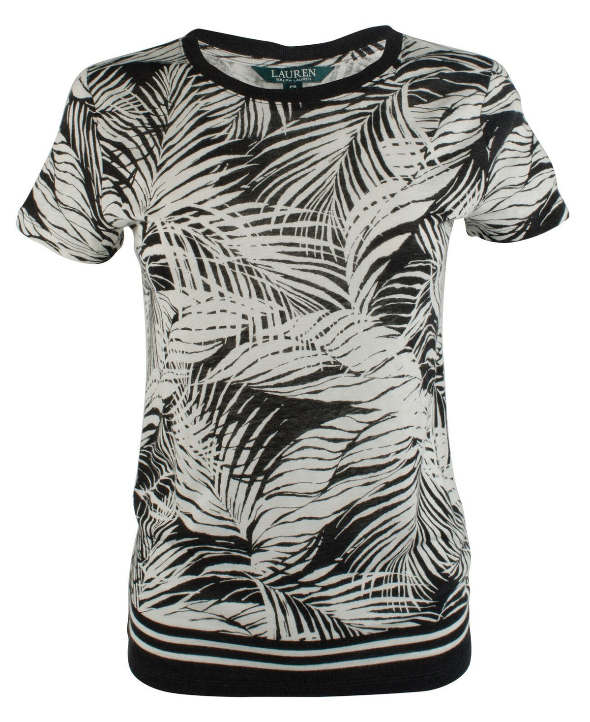 Customer Return Ralph Lauren Women's Plus Palm Linen Blend Short Sleeve Shirt 1X