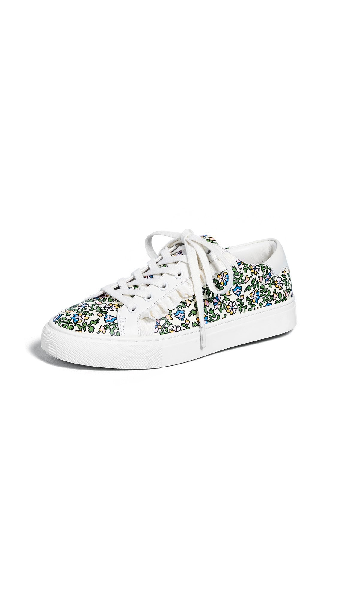 Tory Sport Women's Ruffle Sneakers, Wild Pansy/New Ivory, Floral, 6 M US