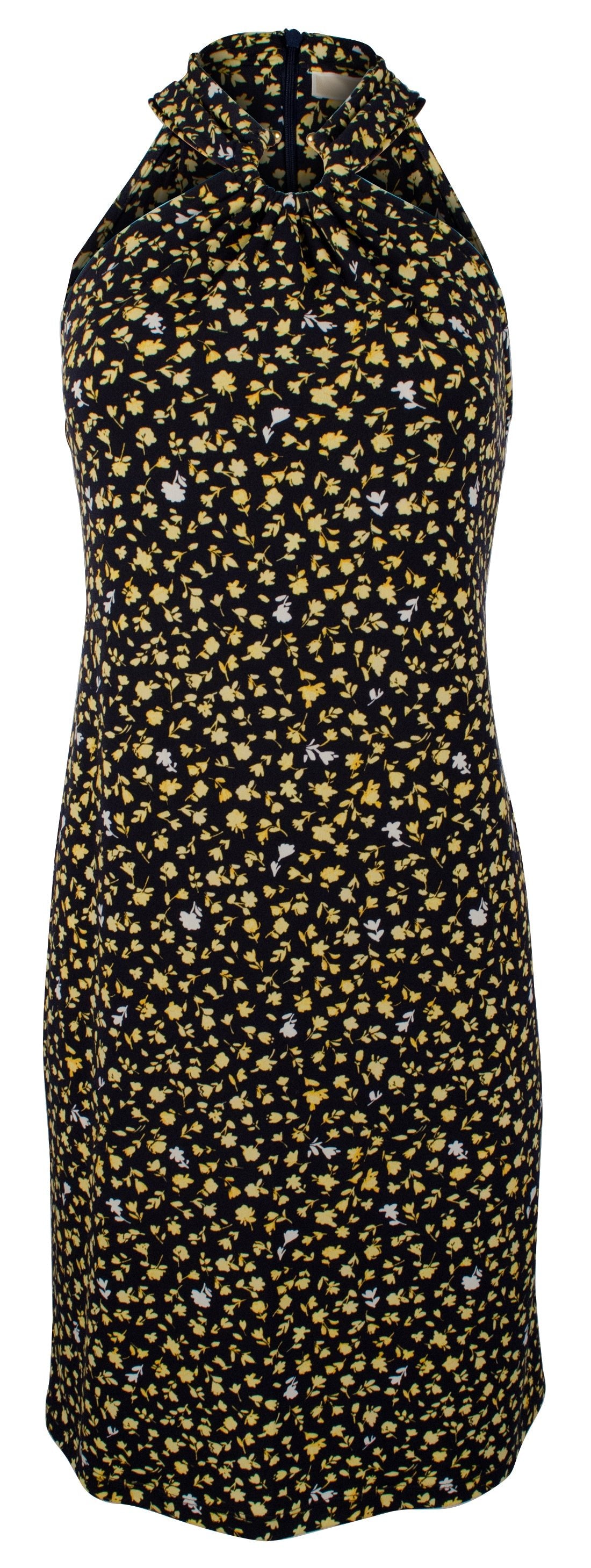 Michael Kors Women's Halter Ring Neck Floral Print Jersey Dress