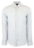 Michael Kors Men's Slim Fit Linen Long Sleeve Shirts Cbry Medium Chambray