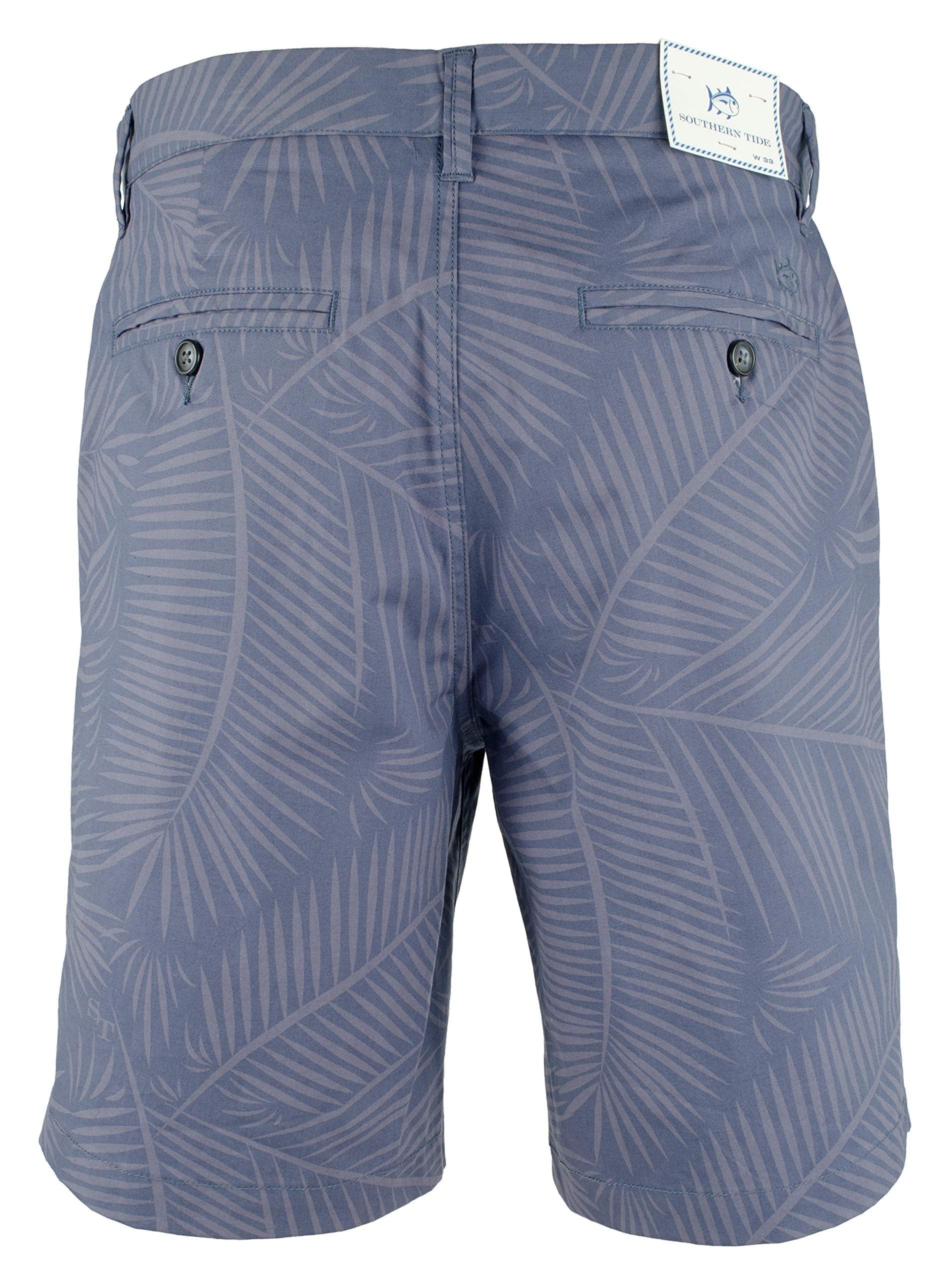 Southern Tide Men's Printed Palm Fronds 9" Flat Front Shorts 28 Seven Seas Blue