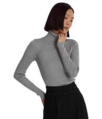 Ralph Lauren Women's Long Sleeve Turtleneck Sweater Metallic Grey Medium