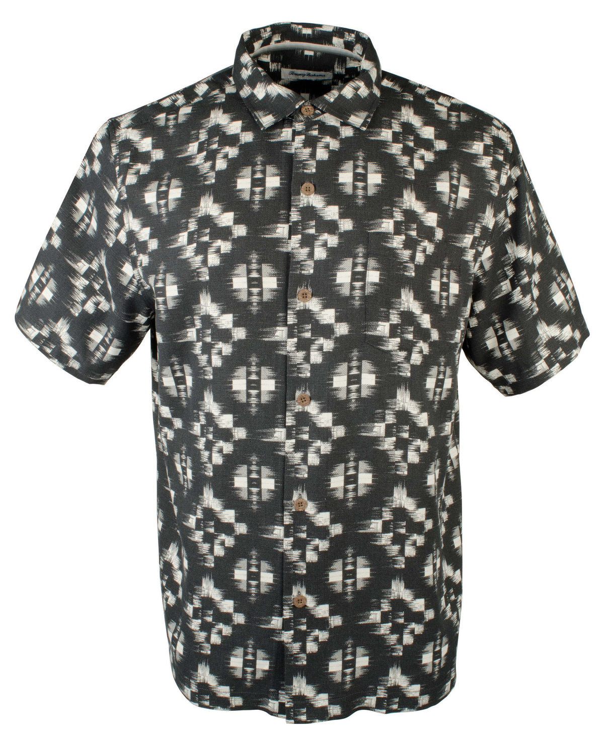 Tommy Bahama Men's Mazatlan Geo IslandZone Technology Camp Shirt BLK Small