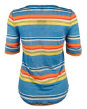 Lauren Ralph Lauren Women's Petite Striped Linen Tee Shirt