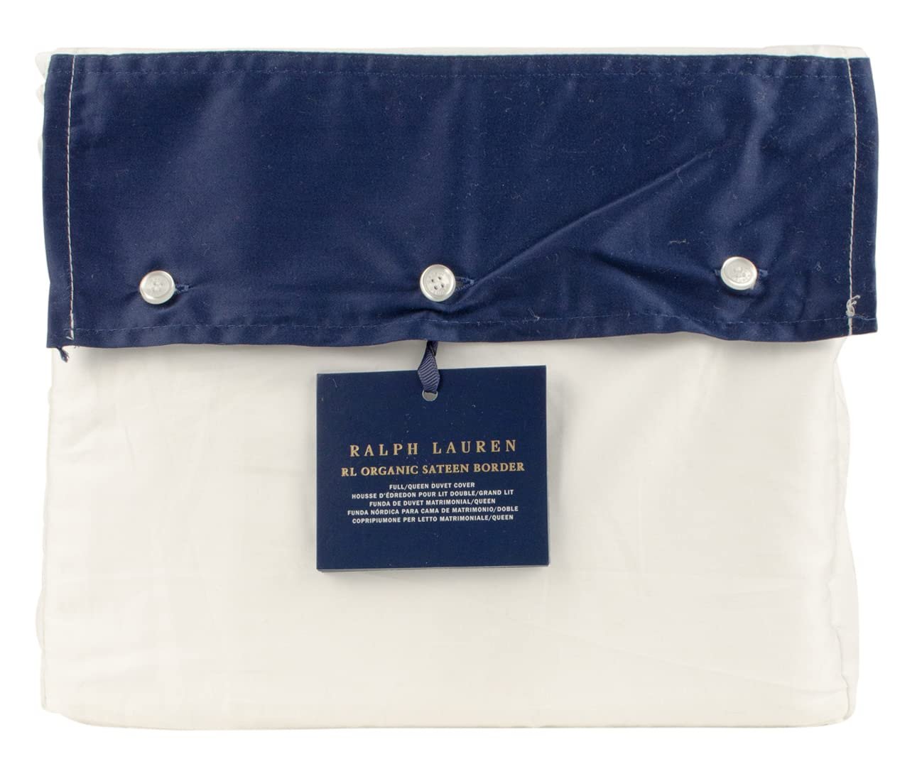 Organic Sateen Border Full / Queen Duvet Cover PNvy 92x 96 Inch