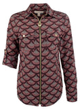 Michael Kors Women's Printed Utility Top C XS