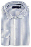 Men's Striped Classic Fit Cotton Linen Long Sleeve Shirt-B-XL Blue White