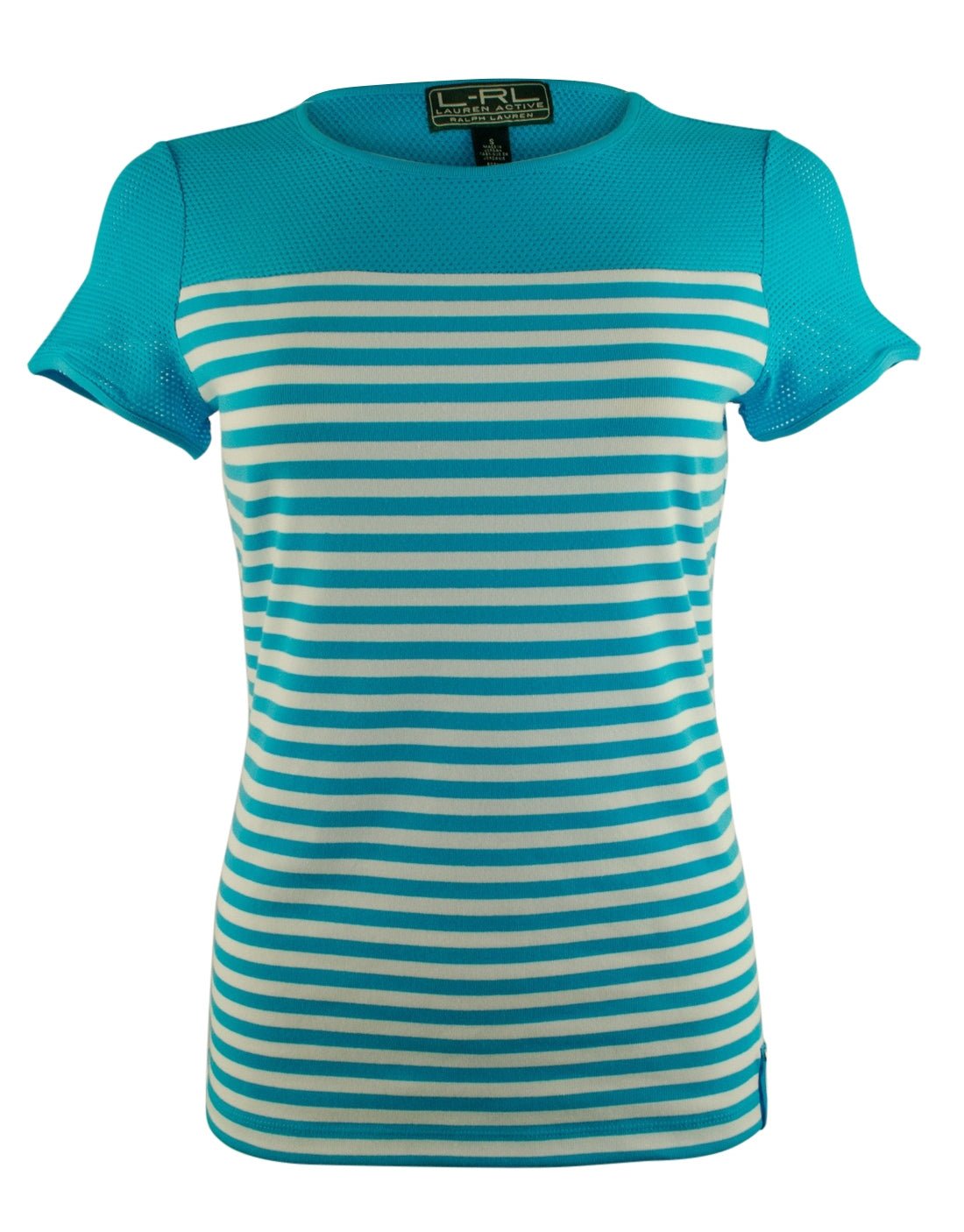 Lauren Ralph Lauren Active Women's Short Sleeve Striped Mesh Yoke Top