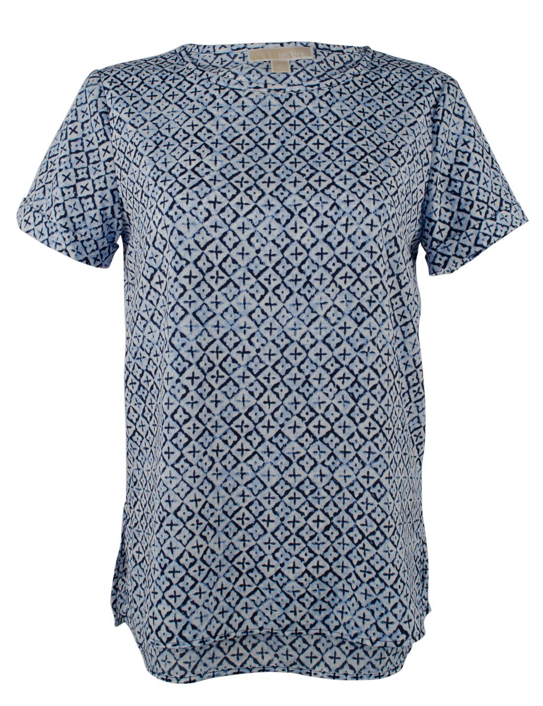 Women's Floral Tile Printed Pebble Crepe Top-TN-XS
