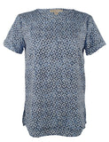 Women's Floral Tile Printed Pebble Crepe Top-TN-XS