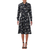 LAUREN RALPH LAUREN Womens Arobella Floral Print Business Shirtdress Navy 12