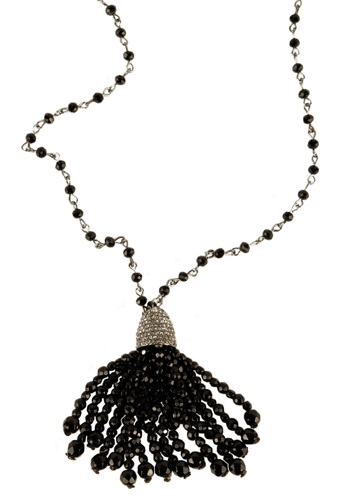 Ralph Lauren Women's Jeweled Tassel Pendants Necklace Black