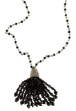 Ralph Lauren Women's Jeweled Tassel Pendants Necklace Black