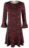 Michael Kors Women's Lace Print Bell Sleeve Dress