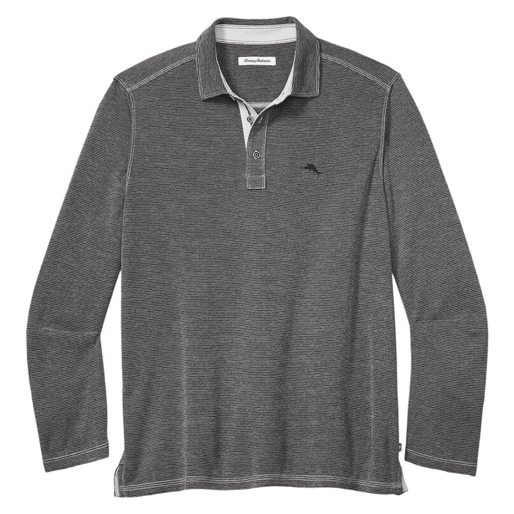 Tommy Bahama Men's Paradise Cove Long-Sleeve Polo Shirt (Coal, 2XLT)
