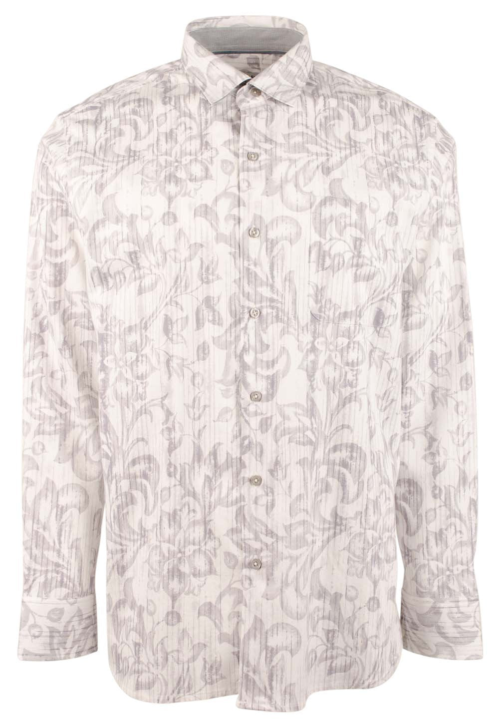 Camisa Tommy Bahama Lazlo Lux Slate Fronds de manga larga con botones para hombre, talla Bala Shark 2XL