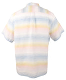 Camisa Tommy Bahama de manga corta con rayas de sarape de lino color arena para hombre, talla mediana
