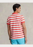 POLO RALPH LAUREN Mesh Short-Sleeve Classic Fit Mens Polo Shirt with Bold Stripes and Polo Pony Embroidery Shirt (US, Alpha, X-Large, Regular, Regular, Reef Red - White)