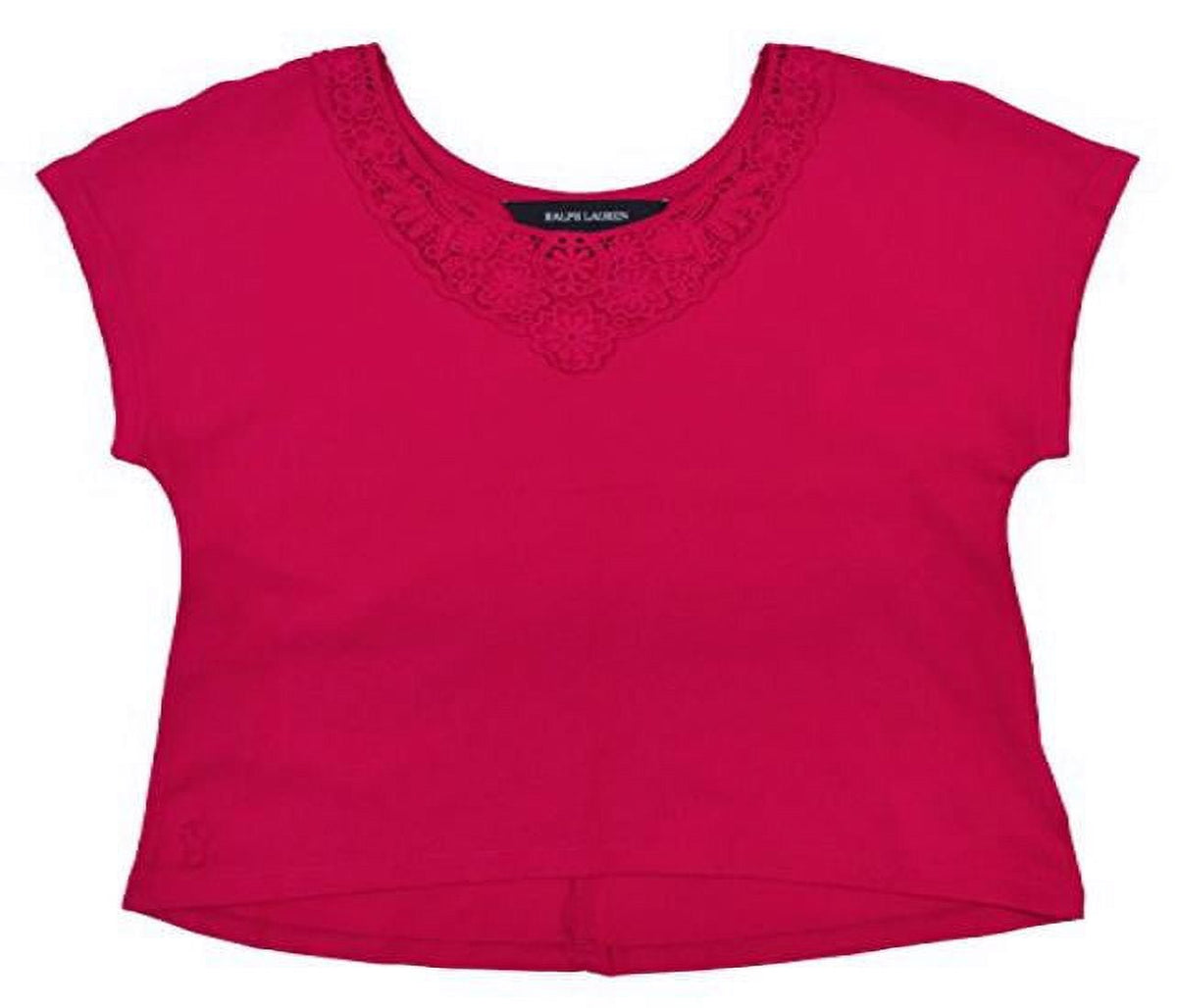 Ralph Lauren Girls Jersey Top (M(8-10), Bright Pink)