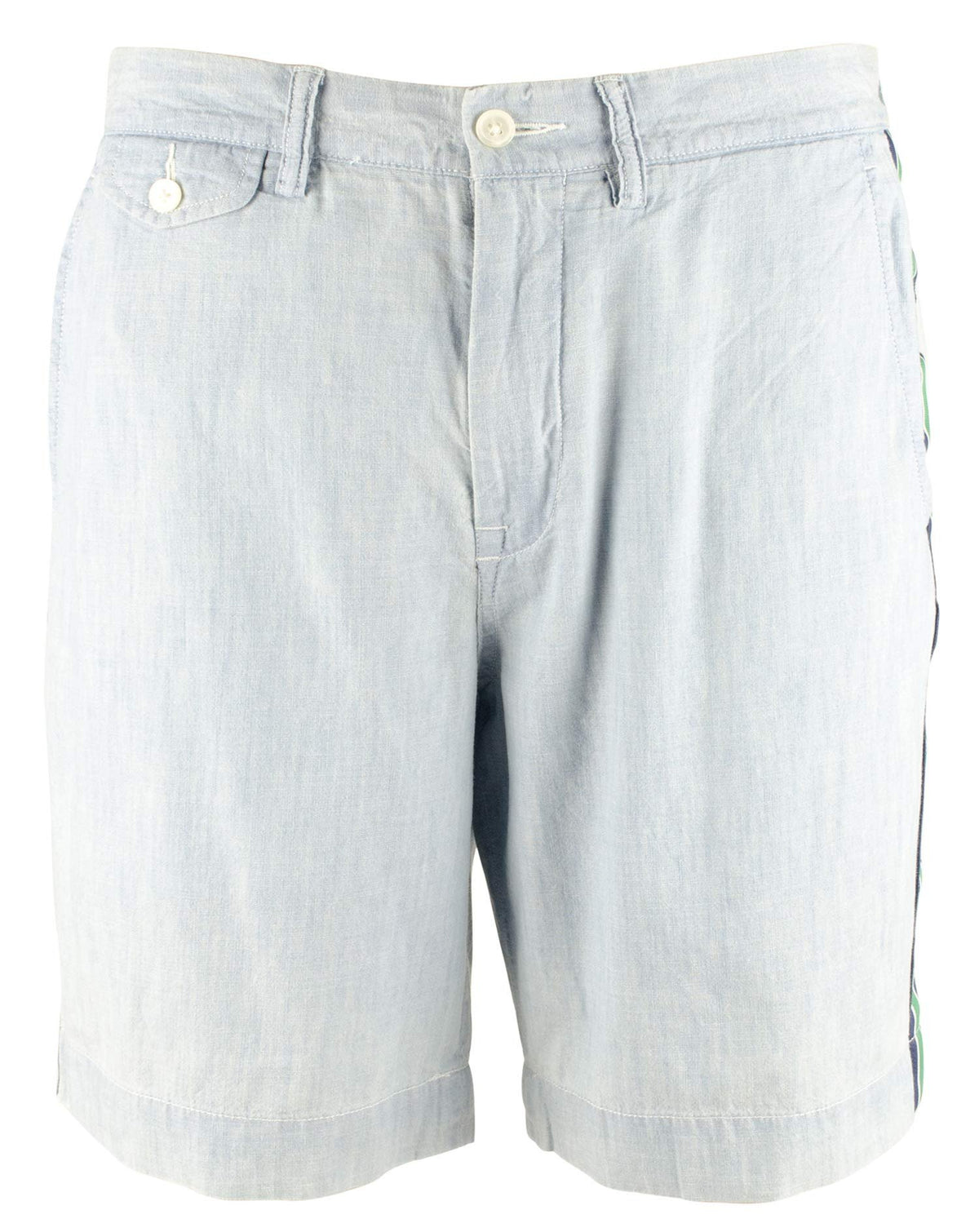 Ralph Lauren Polo Men's 9.25" Classic-Fit Chambray Flat Front Shorts, Chambray W/Stripe (36)