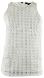 Women's Lace Front Sleeveless Blouse Tank Top-P-Large