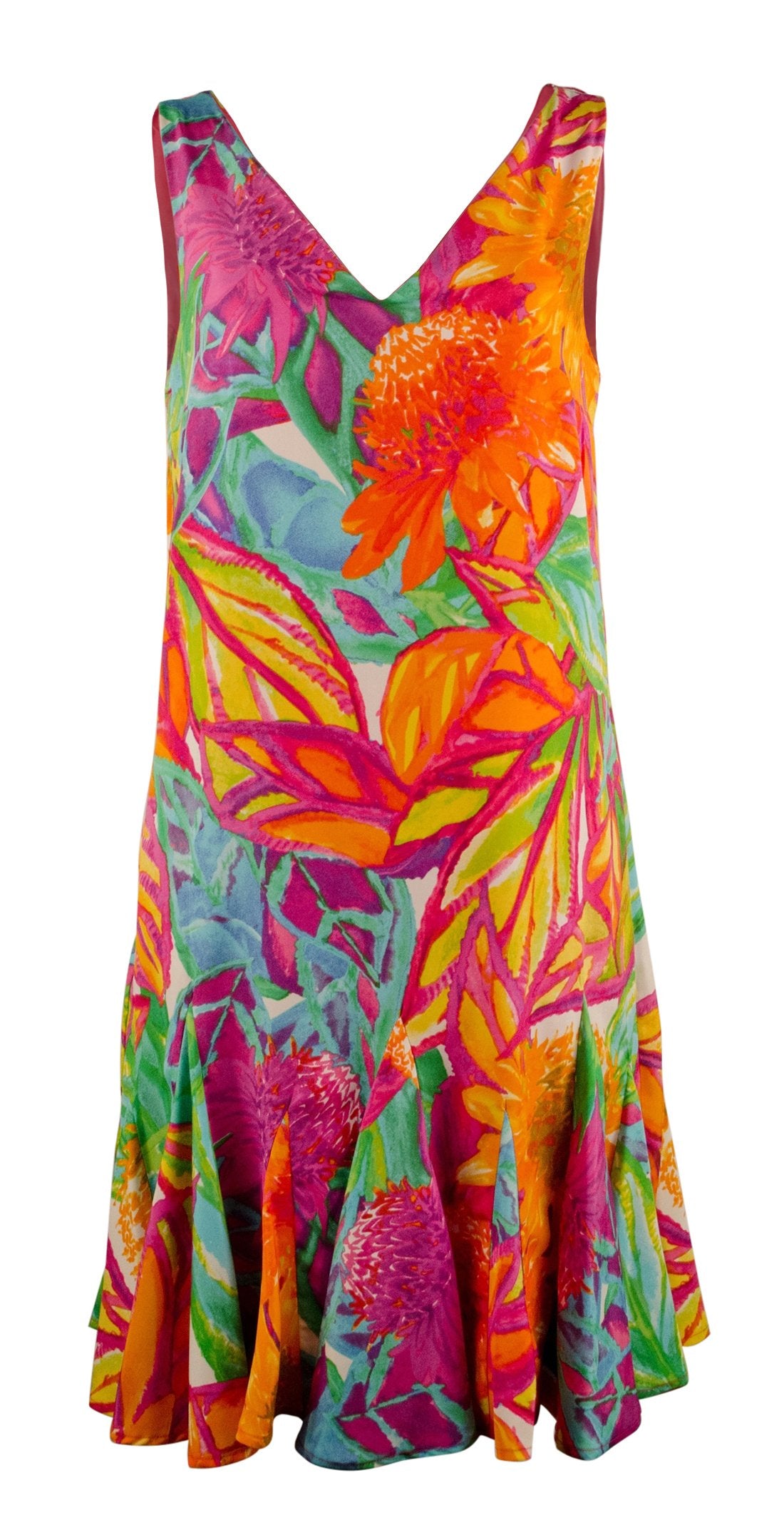 Women's Floral-Print V-Neck Sleeveless Dress-M-12