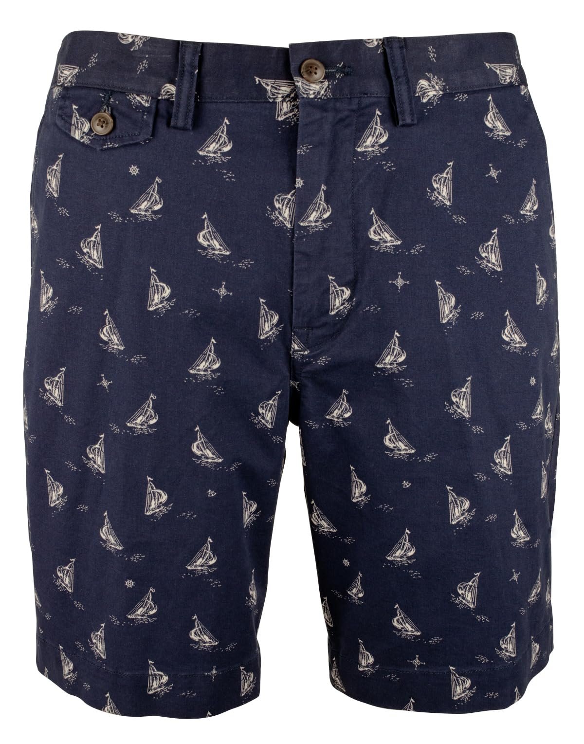 POLO RALPH LAUREN Men's Stretch Classic Fit 9" Printed Sailboat Chino Shorts Navy 33