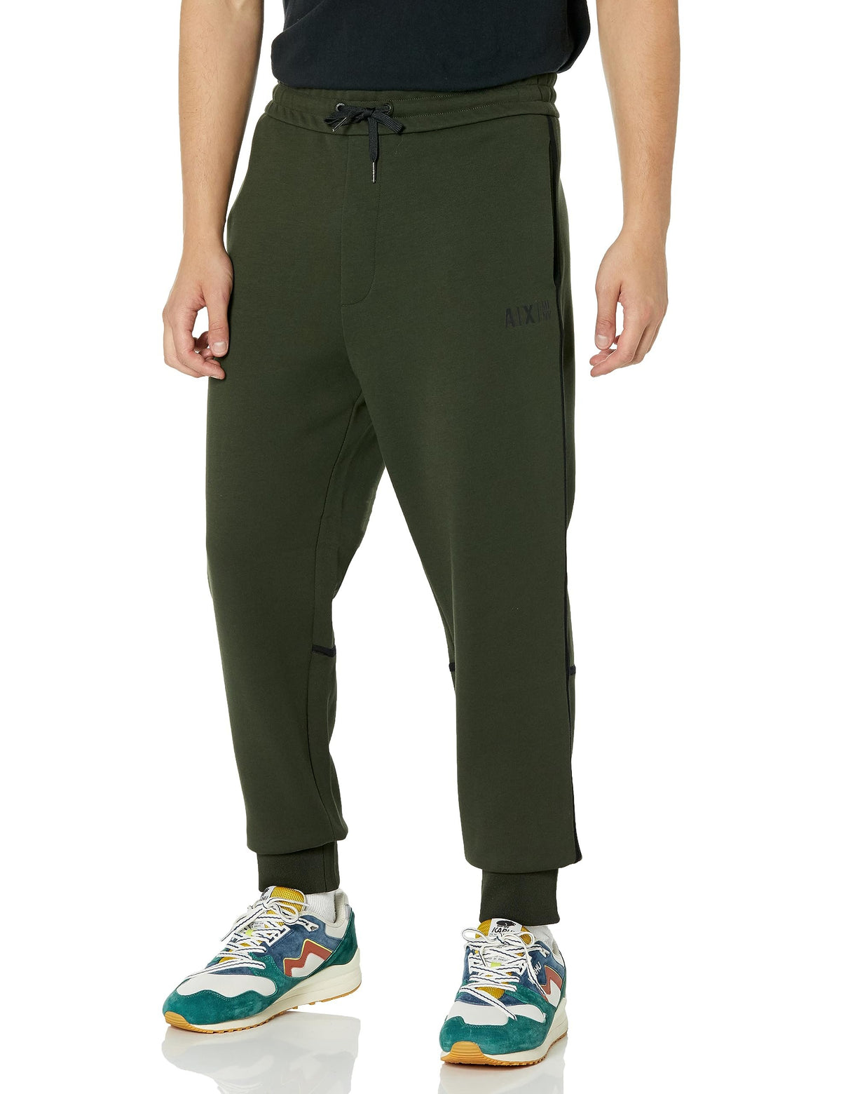 Armani Exchange Men's Contrast Piping Logo Jogger Sweatpants