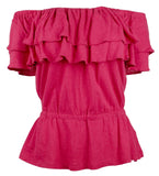 Women's Jersey Off The Shoulder Blouse Top Sport Pink X-Large