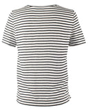 Eileen Fisher Organic Linen Jersey Stripe Round Neck Tee White/Black XS