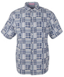 Camisa Tommy Bahama de manga corta con botones y diseño patchwork Paradise para hombre, color azul Mónaco (talla mediana)
