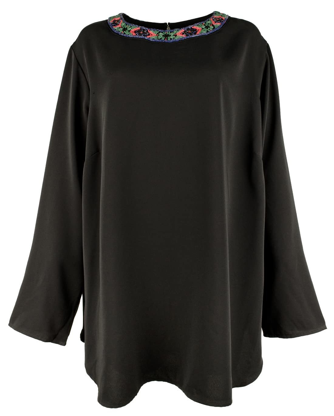 Ralph Lauren Women's Plus Size Beaded Neck Georgette  Blouse