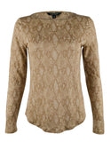 Lauren Ralph Lauren Women's Long Sleeve Snake Print Linen Top TM XS