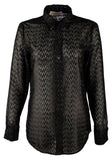 Women's Chiffon Chevron Patterned Shirt-B-XS Black