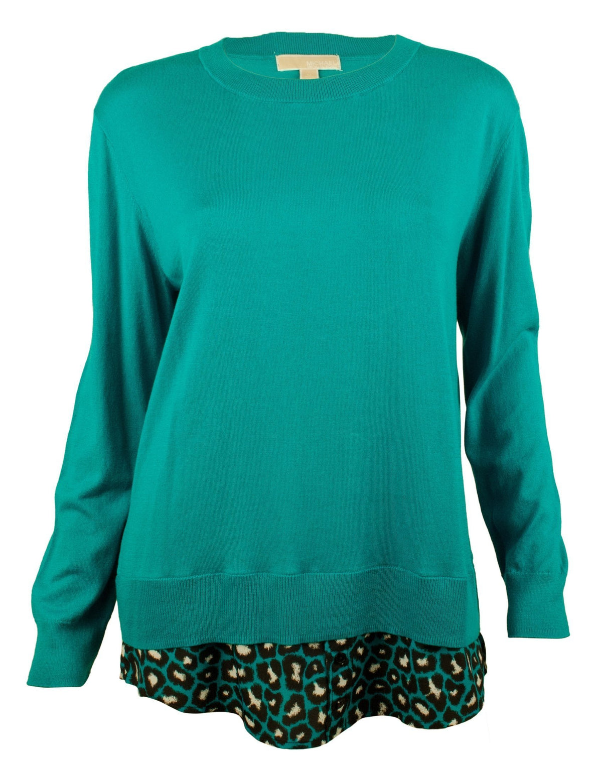 Women's Patterned Layered-Look Sweater Top-TB-XS Tile Blue