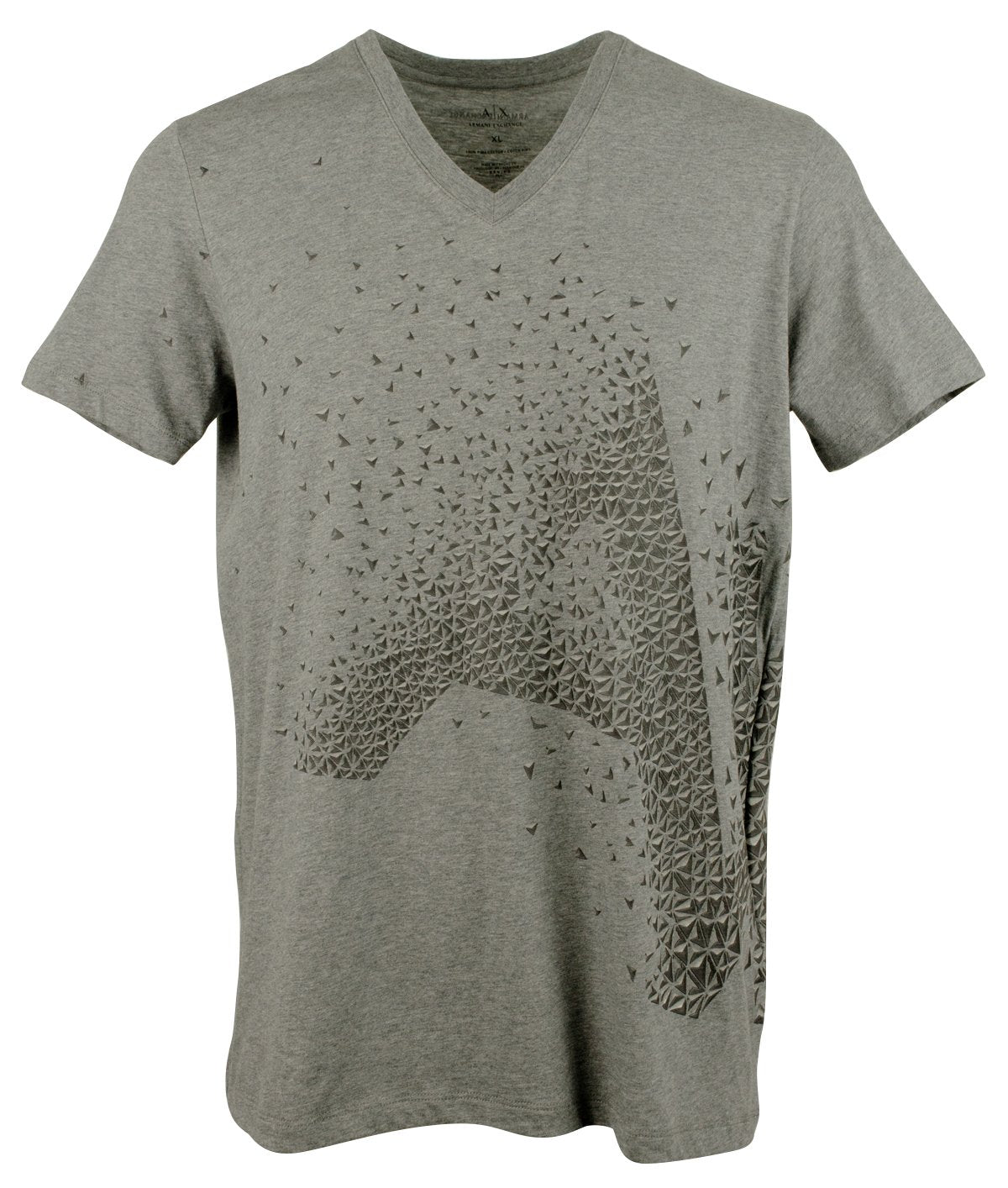 A/X Armani Exchange Men's Cotton V-Neck Pixel Graphic T-Shirt Grey XL