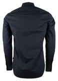 Michael Kors Men's Print Allover Stretch Slim Fit Long Sleeve Shirt Mdnt Small Midnight