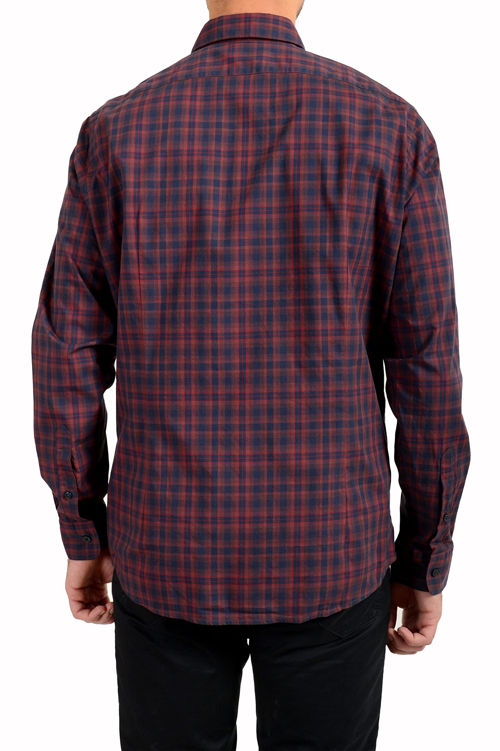 Hugo Boss Men's Lukas Regular Fit Stretch Long Sleeve Shirt XL Dark Red