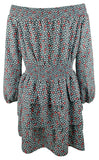 Michael Kors Women's Floral Off Shoulder Smocked Tiered Ruffle Dress MB Large