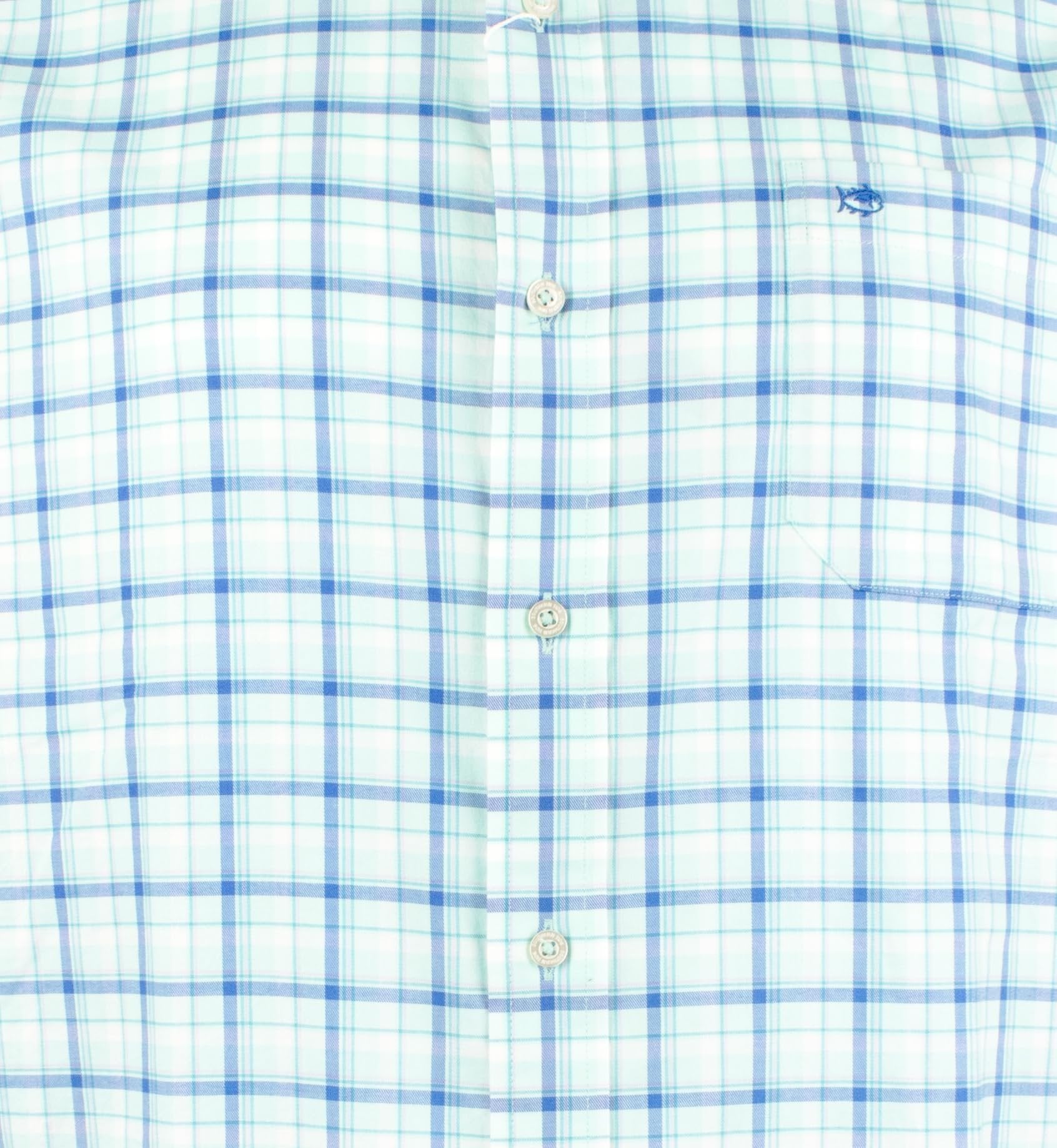 Southern Tide Men's SJ Palermo Plaid Long Sleeve Sport Shirt Baltic Teal Medium